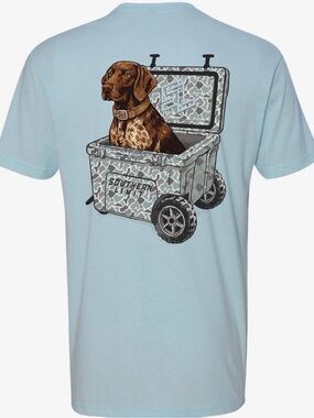 Men’s Southern Limit Light Blue Dog Cooler Graphic T-Shirt